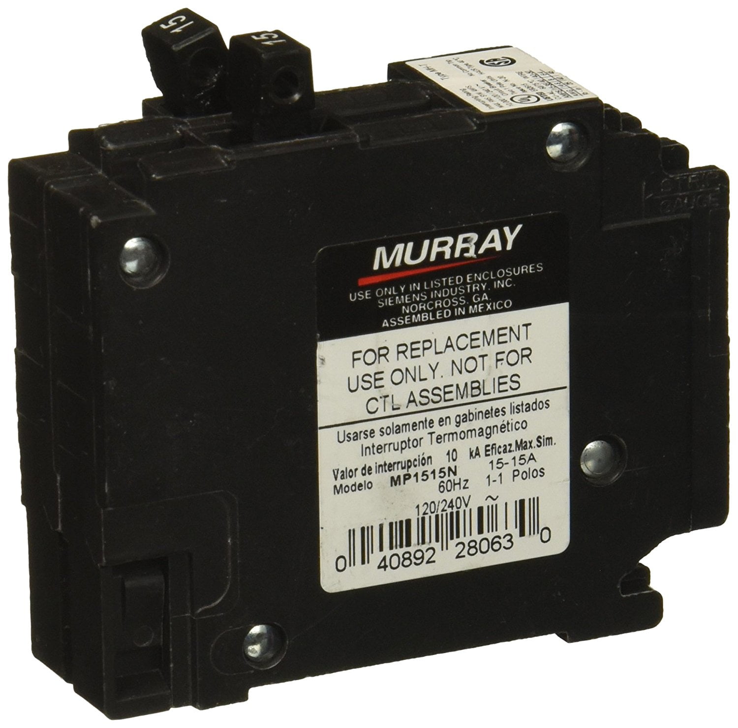 Murray MP24015 One 40-Amp Double Pole Two 15-Amp Single Pole Circuit Breaker