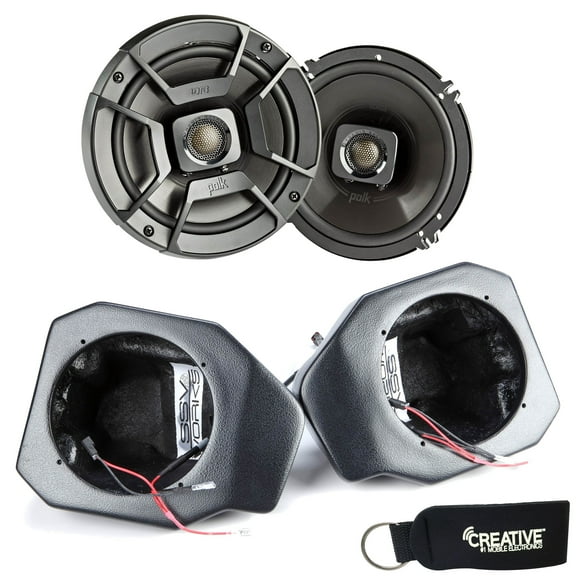 SSV Works For RG4-F65U Polaris Ranger Front Kick Pods '18-up   Polk DB652 6.5" Marine Rated Coax Speakers