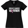 thumbnail image 3 of Inktastic Breast Cancer Warrior Women's Plus Size V-Neck T-Shirt, 3 of 5