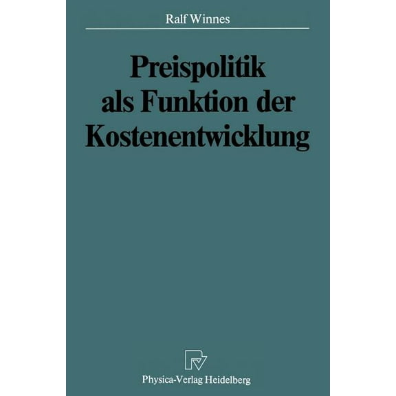 Preispolitik ALS Funktion Der Kostenentwicklung, (Paperback)
