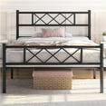 thumbnail image 5 of REKHH Twin Metal Platform Bed Frame Mattress Foundation with Headboard and Footboard No Box Spring Needed Under Bed Storage Steel Slats Black, 5 of 5