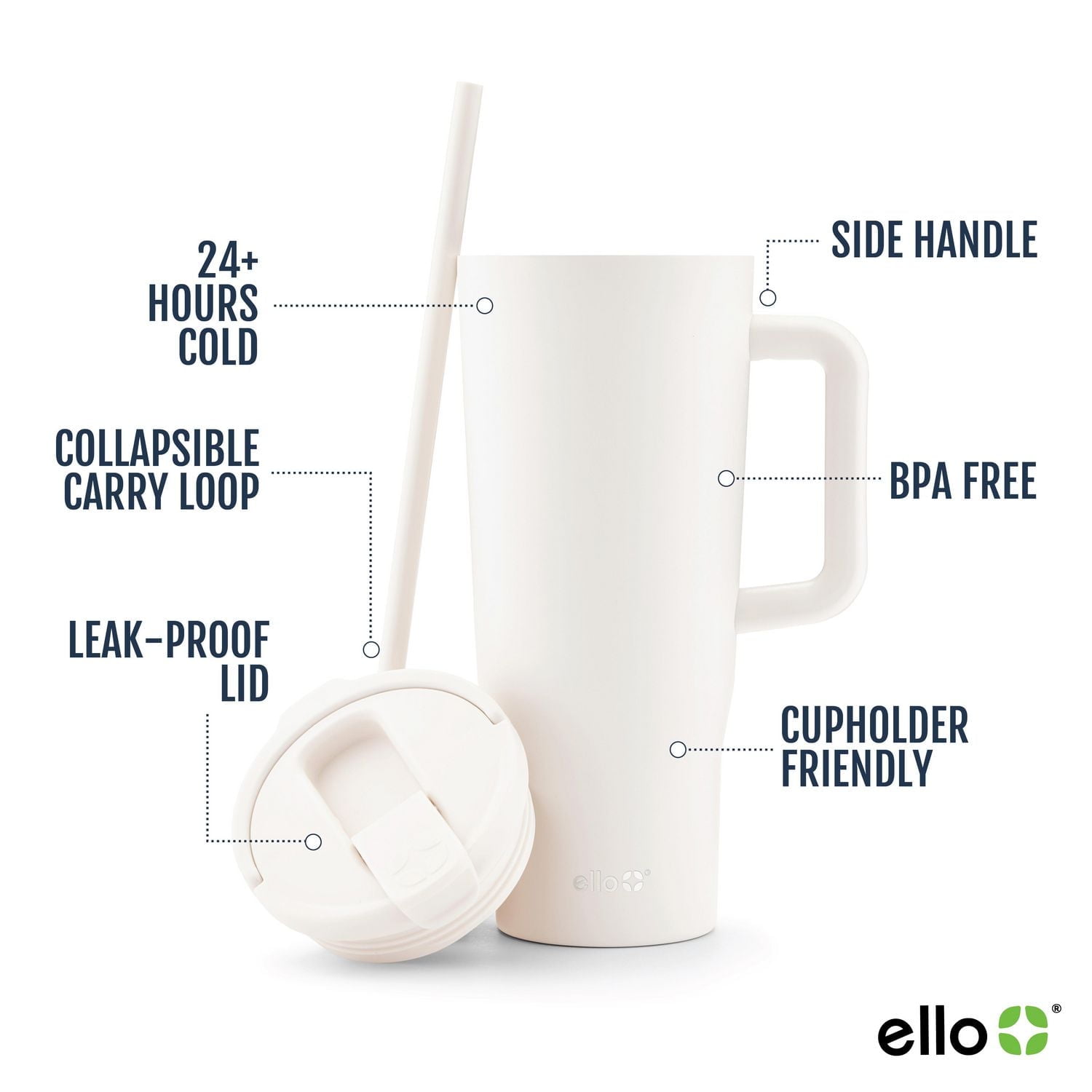 Ello Ultra Clean 40oz Stainless Steel Tumbler with Handle