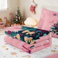 thumbnail image 5 of Manfei Christmas Tree Zipper Twin Comforter Sets with Fitted Sheet and 2 Pillowcases Green Zipper Bedding Set, Green White, Xmas Reversible, 5 of 7