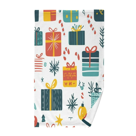 Christmas Gifts Pattern Soft 100% Cotton Towel, High Absorbency, Single Pack, 16" x 28"