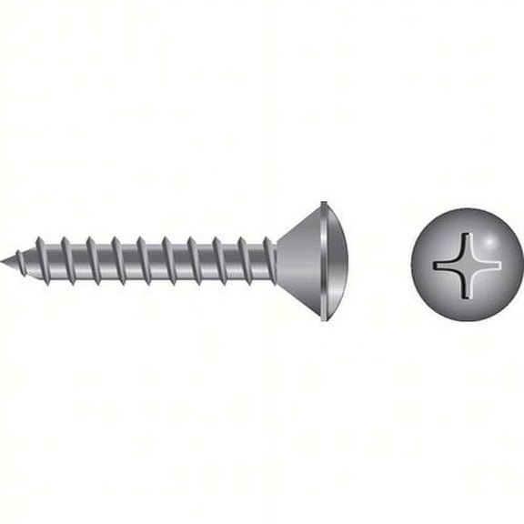 SeaChoice 00808; #10X 1-1/4 Phillips Head Oval Sheet Metal Screw Stainless Steel 100/ B
