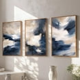 thumbnail image 4 of Blue Abstract Brush Stroke Framed Wall Art, Modern Minimalist Color Block Canvas Wall Decor, Earth Tone Shape Wall Painting, Beige Neutral Art Print for Living Room, Bedroom, Office - 16"x24"x3, 4 of 7