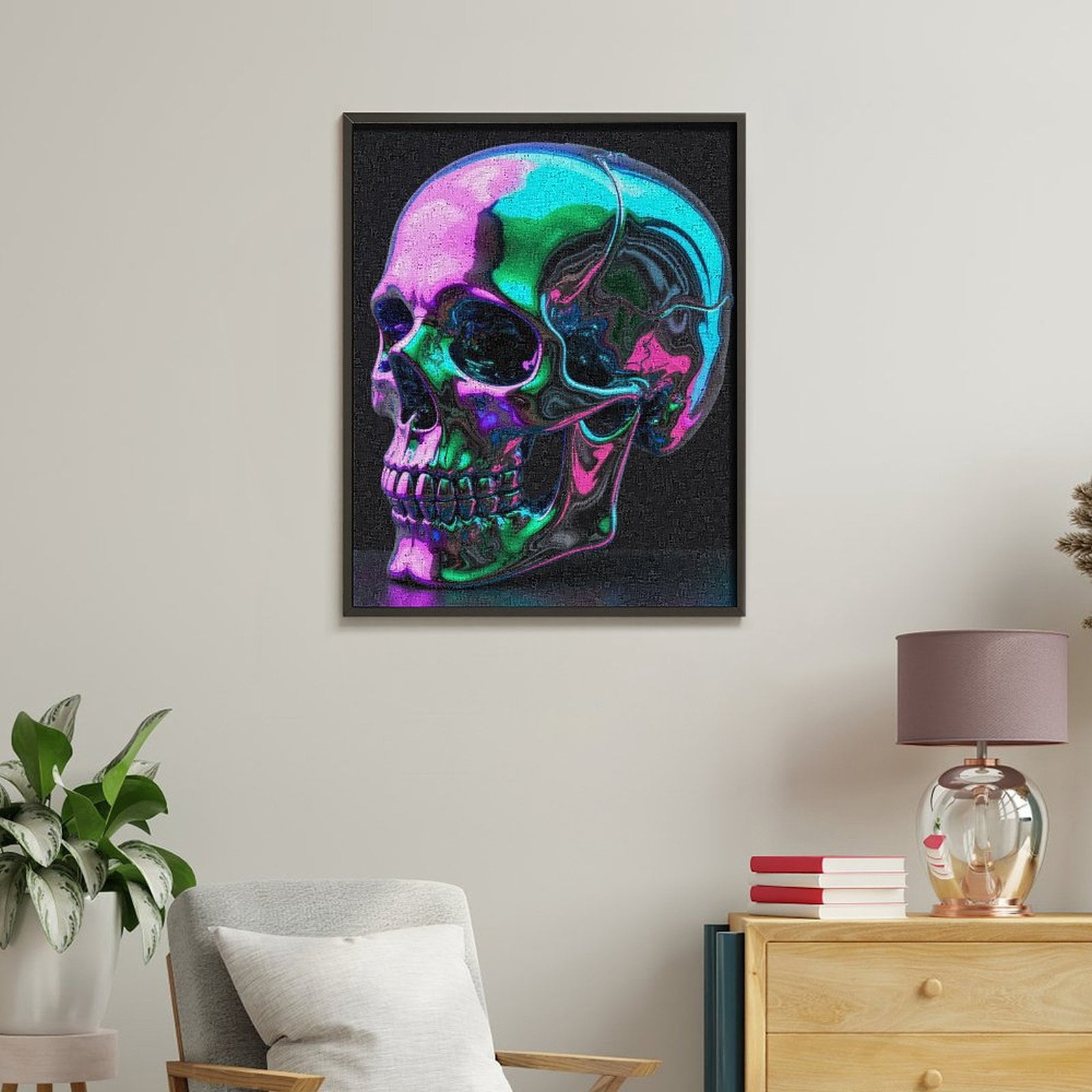 Paint By Numbers Kit for Adults Beginner - DIY Reflective Vibrant Skull Art Canvas Painting Kits for Adults, Frameless Paint By Number for Adults for Home Wall Decor 16x20 Inch