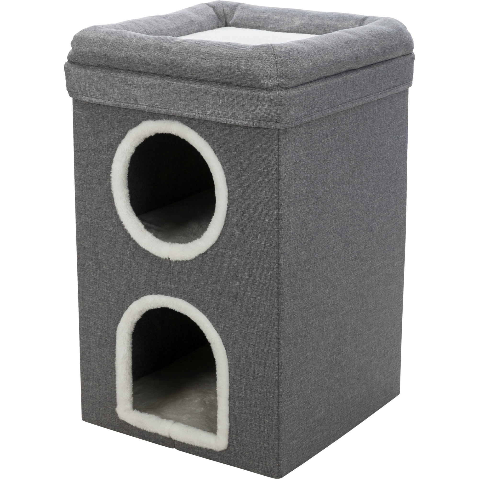 TRIXIE Saul 25" Cat Tower, 2-Story Cat Condo, Sisal Cat Scratcher, Cat Cube, Gray