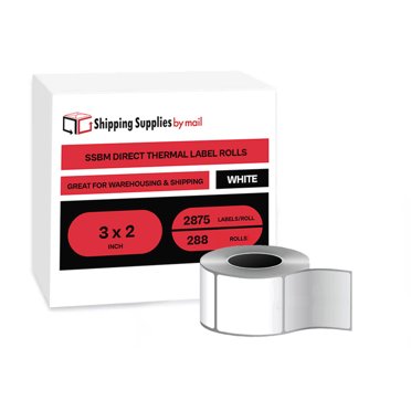 Thermal Transfer Labels - 2875/Roll, 8 Rolls/Case - White 3x2 Perforated