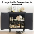 thumbnail image 6 of Boho Rattan Accent Cabinet, 2 - Door Storage Cabinet with Gold Handles, Pine Legs, Ideal for Living Room, Kitchen, Bedroom, 6 of 7