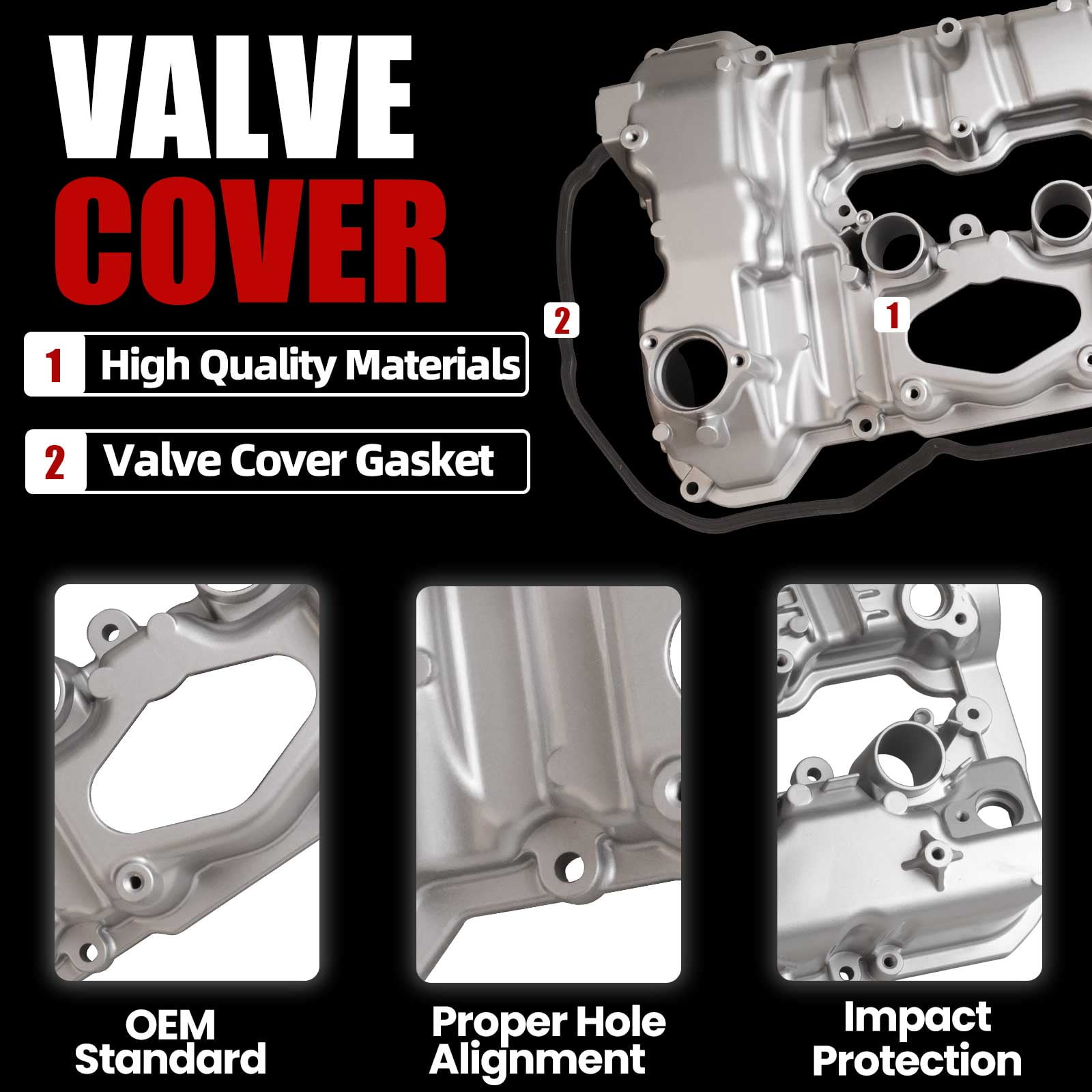 MITZONE Valve Cover Right Passenger Side Compatible with BMW 550i 750i X5 X6 XDrive 2007-2014 4.4L V8 -Gas