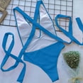 thumbnail image 5 of Summer Fashion One Piece Tankini Swimwear for Womens Plus Size Solid Color V Neck Lace Up Backless Tight Fitting Bikini Swimsuit, 5 of 6