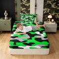 thumbnail image 3 of Manfei Minimalst Camouflage Twin Fitted Sheet, Vintage Camo Bedding, Sage Green, 2 Pieces, 1 Fitted Sheet and 1 Pillowcase, 3 of 6