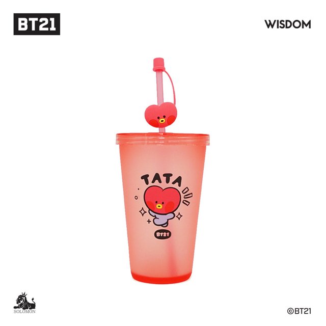 Vaso de hielo de paja minini Bts BT21 oficial de taza fría