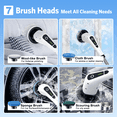 thumbnail image 5 of Hoofun 500RPM Cordless Electric Spin Scrubber 25W Power Brush for Bathroom Tub Shower, 5 of 9