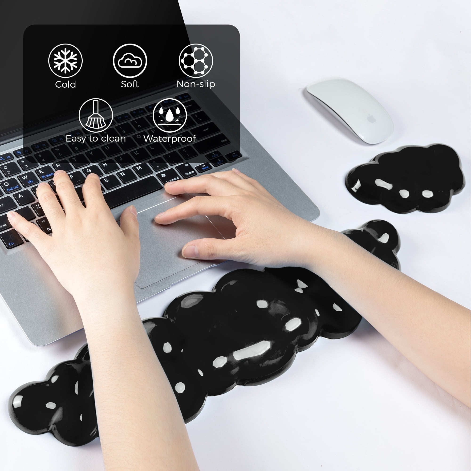 ABRONDA Gel Cloud Keyboard & Mouse Wrist Rest Set - Cloud Keyboard Wrist Rest Pad & Mouse Support for Office Gaming Pad Computer Laptop Ergonomic Comfortable Pain Relief- Cloud Pad Set