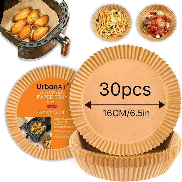 Ncheli 16cm Air Fryer Parchment Paper Liners 30 Pack - Pre-Cut Round Non-Stick & Unbleached, Fits Philips, COSORI, Ninja 4-7Qt Models