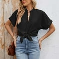 thumbnail image 3 of SHITINN Women Casual Fashion Solid V Neck Short Sleeve Button Loose Shirt Blouse Top Womens Blouses Casual Short Sleeve Tunic Tops for Women Summer Top, 3 of 8