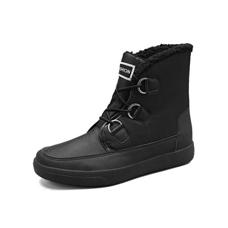 

Lacyhop Women Outdoor Non Slip Ankle Boot Resistant Round Toe Comfort Solid Color Snow Boots Black 8