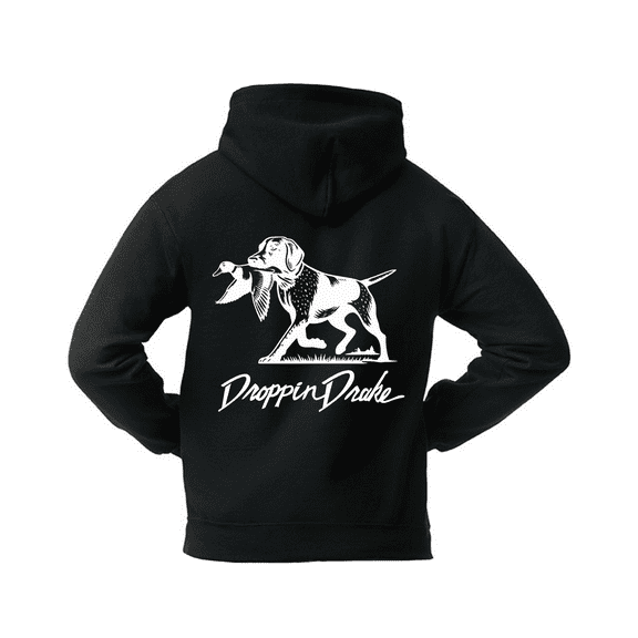 Droppin Drake Dog Carrying Duck Hunting Southern Duck Call Mens Long-Sleeve Hoodie-Black-small
