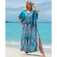 thumbnail image 5 of Sunforyou Kafan Dresses for Women Moo Moos Bathing suit Cover up Blue Strip Plus size Caftans Loungewear, 5 of 6
