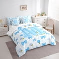 thumbnail image 2 of Castle Fairy Blue Bow Letter M Twin Bedding Sets 7-Piece for Girls,Cute Flowers Bedding Comforter Set, 2 of 7
