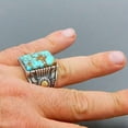 thumbnail image 3 of Boho Square Turquoise Ring In Silvertone With Gold Accent, Color 10, 3 of 3