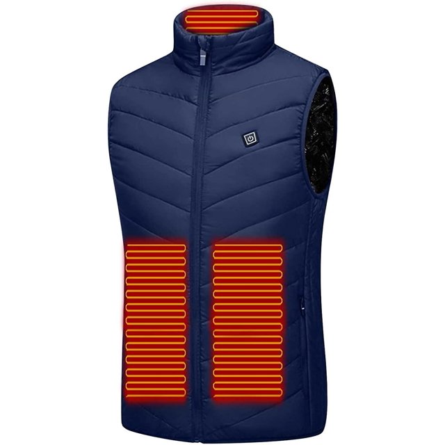 Abrigo calefactable para mujeres y hombres Chaqueta eléctrica Calentador corporal Chaleco calefactor con 3 calentadores (ajuste delgado)