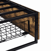 Einfach Full Size Metal Platform Bed Frame with 4 XL Storage Drawers and Footboard, Unique Design, Brown