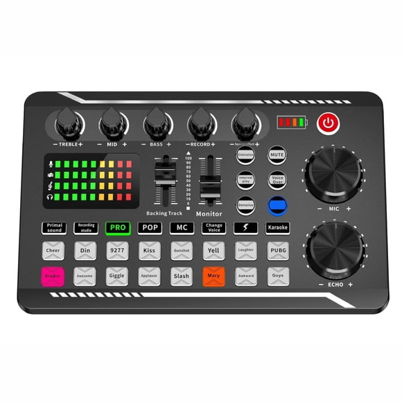 Methold Cambiador de voz de tarjeta de sonido en vivo con efectos para transmisión en vivo 800mAh Cables de audio/vídeo F998