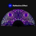 thumbnail image 2 of UV Glow Rave Fan, Bamboo Folding Clack Hand Fan for Men Women (Wellen, Large 13"), 2 of 10