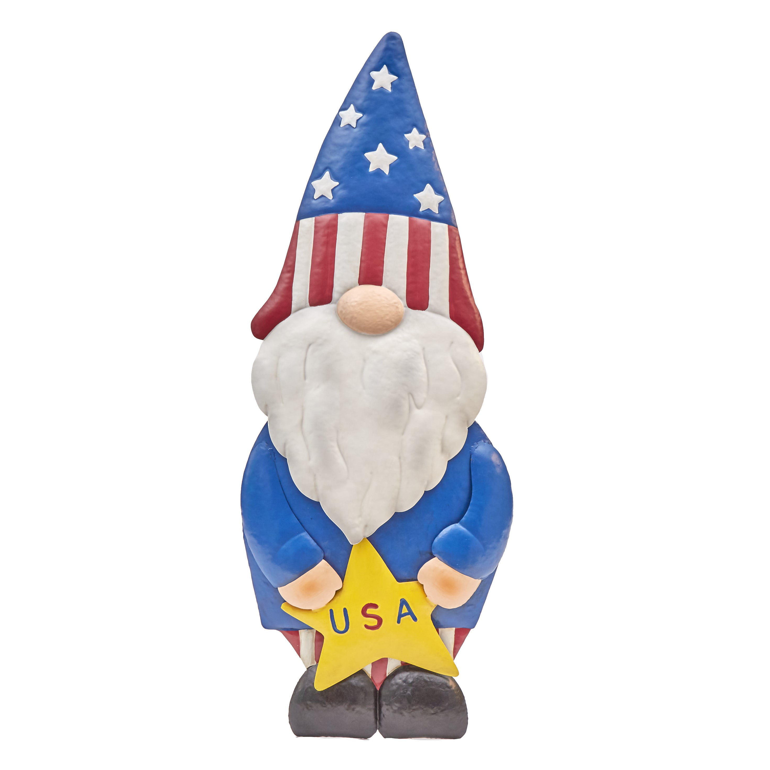 Patriotic 4th of July Gnome Red White Blue with Flag for Indoor or Outdoor
