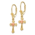 thumbnail image 3 of FJC jewelers 10 kt Two Tone Gold Dangle Two-tone Heart on Cross Leverback Earrings 32 mm x 9 mm, 3 of 6