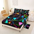 thumbnail image 2 of Erosebridal Teens Abstract Iridescent Triangle Full Size Sheets 4-Piece,Boys Girls Colorful Minimalist Geometric Bed Sheets, 2 of 5