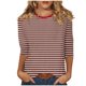 thumbnail image 1 of Camisetas de Manga Corta para las Mujeres a Rayas Impresas de Tres Cuartos de Manga, Cuello Redondo Casual Top, 1 of 5