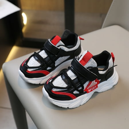 

RUICUW Girls Sports Shoes Fashionable New Pattern Simple And Shiny Upper Flat Bottom Comfortable Hook Loop Casual Shoes 4.5-5 Years