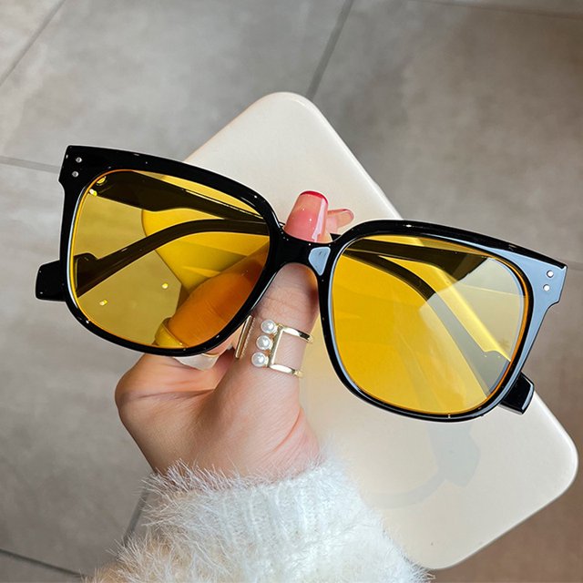 OEC-gafas de sol cuadradas CPO para hombre y mujer, lentes Punk de gran tamaño a la moda, tonos amarillos, gafas de conducción UV400