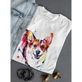thumbnail image 3 of Pastell Colorful Corgi Smiling T-Shirt Women -Weekday Best Designs, Female Large, 3 of 4