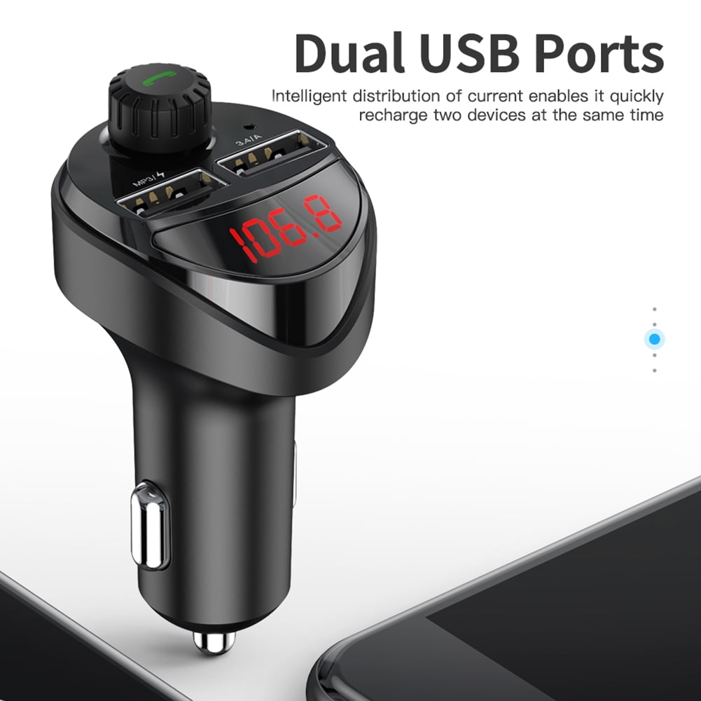 Black In-Car FM Adapter Car Kit with USB Car Charging for Smartphone Bluetooth FM Transmitter and MP3 Player TF Card Slot AGPtek Wireless Car Kit with 3.5mm Audio Port