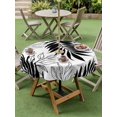 thumbnail image 3 of Outdoor Tablecloth with Umbrella Hole and Zipper, Black Leaves Round Table Cloth 54 Inch Waterproof Tablecloth, Abstract Modern Geometric Lines Simple Art Picnic Table Cover for Patio Camping, 3 of 7