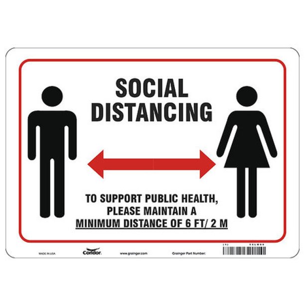 Condor Hwb740p1014 Social Distancing Sign 14 Quot W X 10 Quot H English Polystyrene White Walmart Com Walmart Com