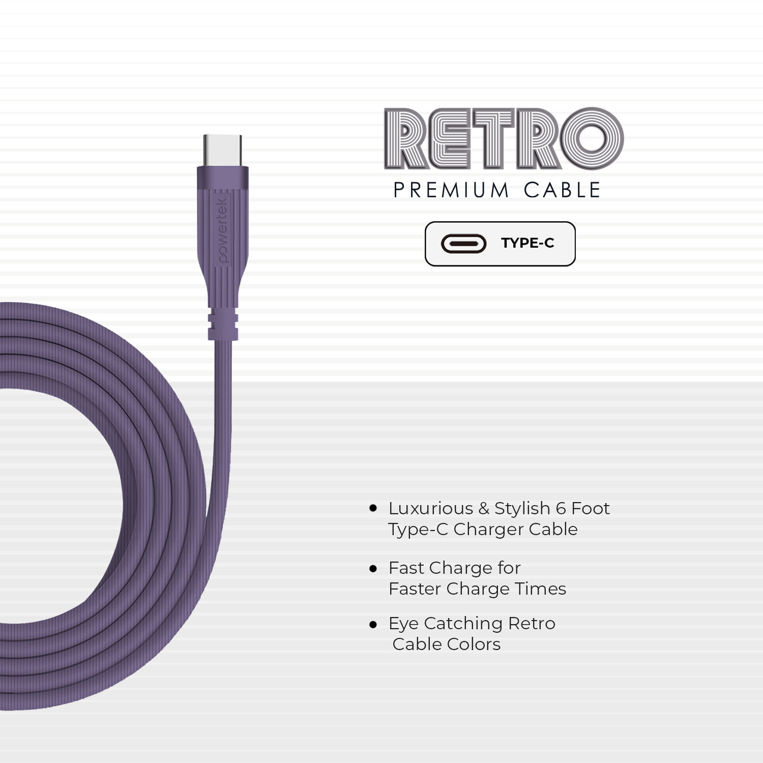 Liquipel Powertek Retro USB-A to USB-C - Purple