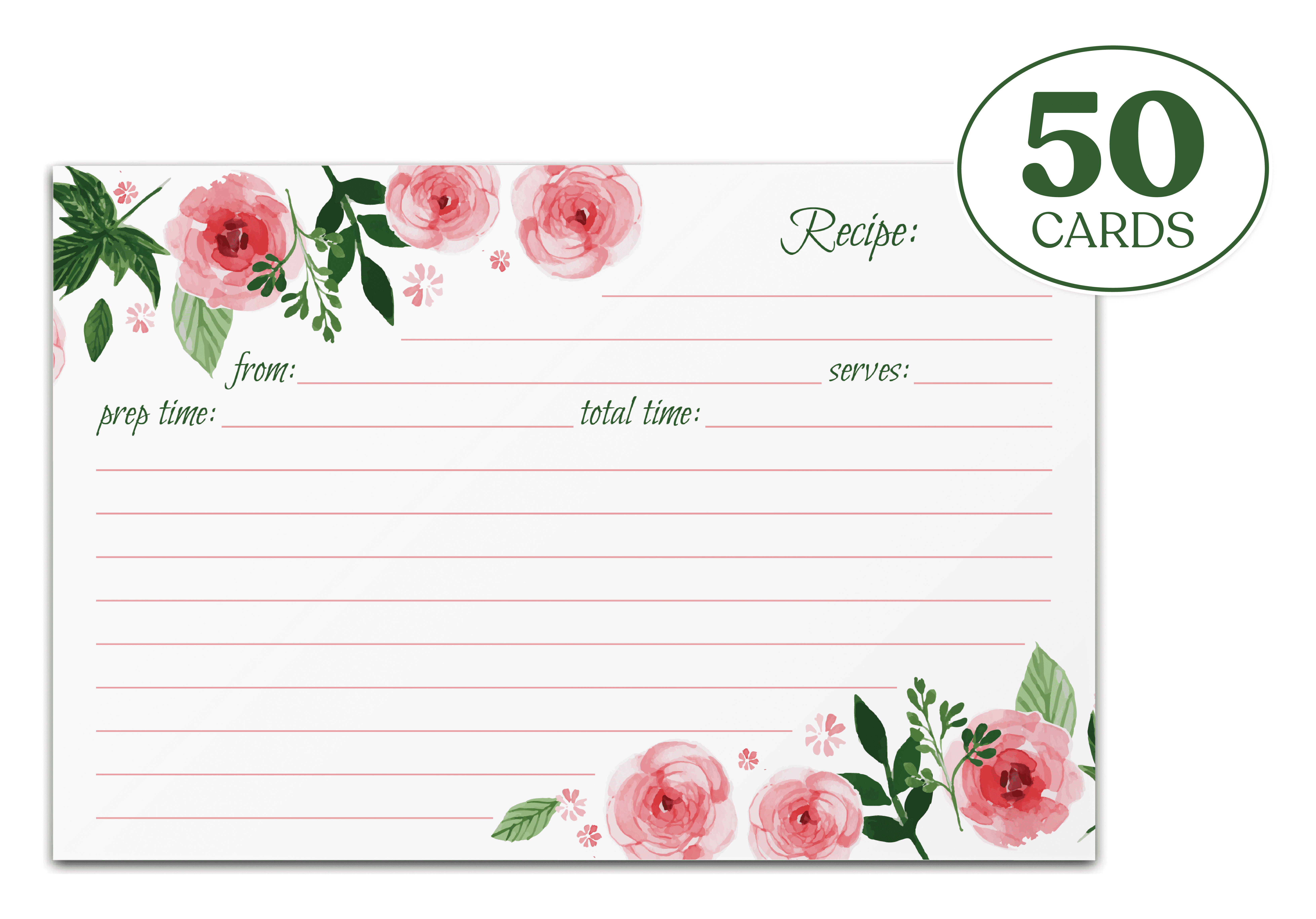 Jot & Mark Recipe Cards Autumn Floral Print Double Sided 4-x-6-inch Set of 50