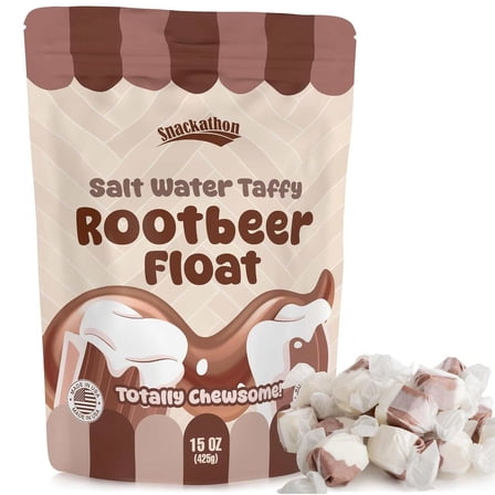 Snackathon Salt Water Taffy, Root Beer Float, 15 oz Singe Resealable Bag