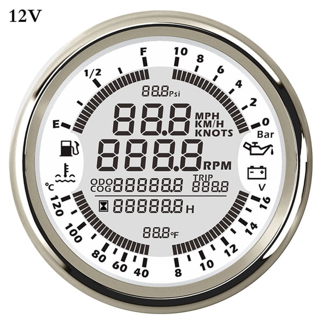 Marine Boat Digital GPS Speedometer Tachometer for Auto Motor 12V 24V Fuel Level Water temp 6 in 1 Multi-functional Gauge Meter ,Wide Applicability