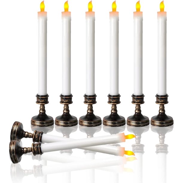 Velas LED sin llama Vela electrónica con candelabro extraíble Juego de 8 velas largas de candelabro, candelabro Velas de Halloween Vela LED 2.26 * 24 cm Tamaño de candelabro 5.5 * 7 cm esquí esquí Gafas de esquí