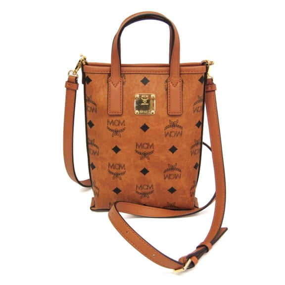 Pre-Owned MCM Visetos Leather Brown Leather Handbag