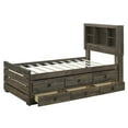 thumbnail image 5 of Full Size Captain Bed with Trundle, Farmhouse Style Wood Platform Bed Frame with Three Drawers and Storage Shelf  for Bedroom, Guestroom, Rustic Brown, 5 of 7