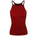 thumbnail image 1 of A2Y Women's Sexy Ribbed High Square Halter Neck Racerback Cami Top Deep Red M, 1 of 3
