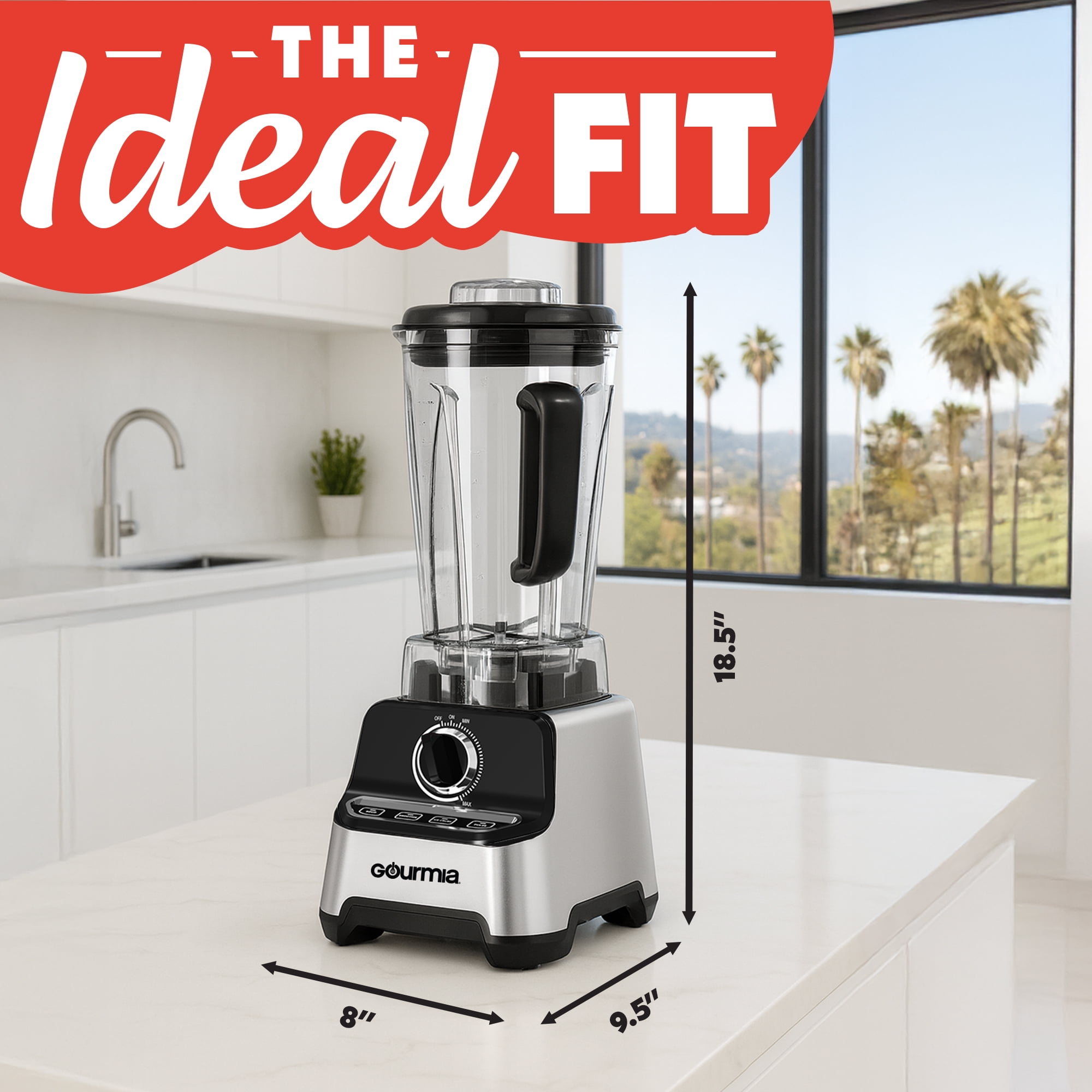 Gourmia Commercial Blender with 2L BPA-Free Jar, 4 Presets, Tamper Included